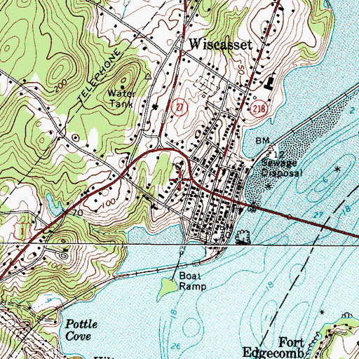 Topographic Map of Lincoln County Law Library, ME