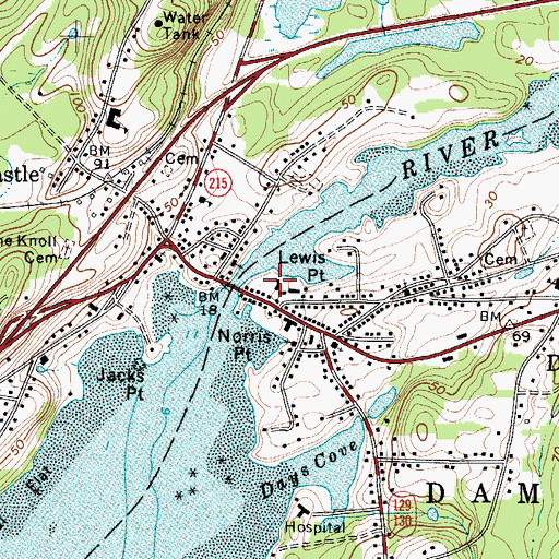 Topographic Map of Lincoln Theatre, ME