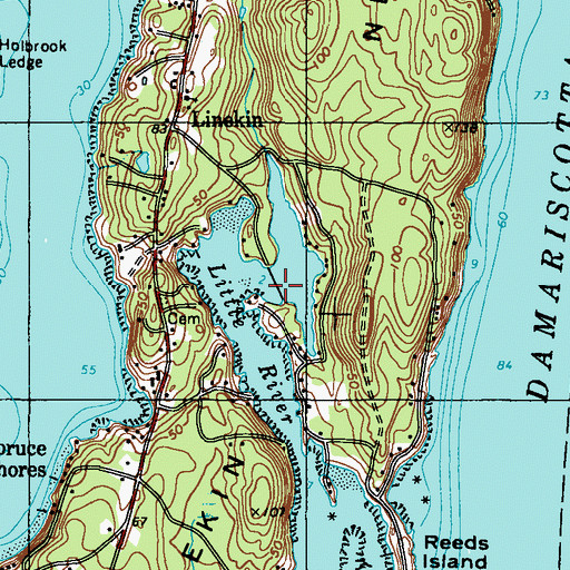 Topographic Map of Little River Dam Preserve, ME