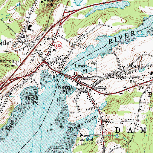 Topographic Map of Main Street Historic District, ME