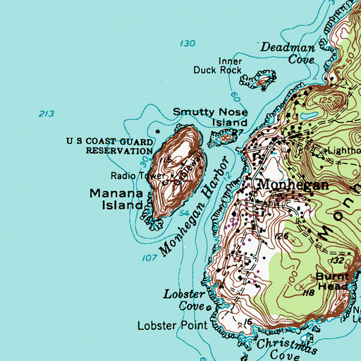 Topographic Map of Manana Island Fog Station, ME