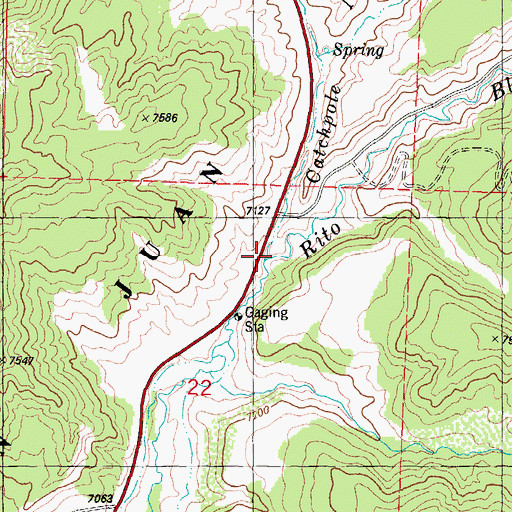 Topographic Map of Catchpole Creek, CO