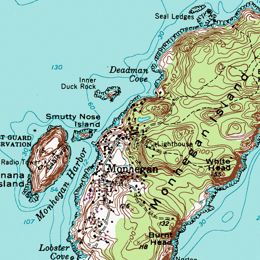 Topographic Map of Monhegan Island School, ME