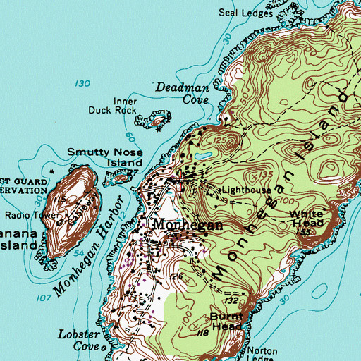 Topographic Map of Monhegan Memorial Library, ME