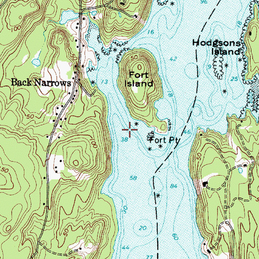 Topographic Map of The Narrows, ME