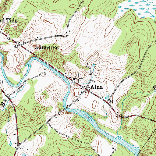 Topographic Map of Newcastle Alna Baptist Church, ME