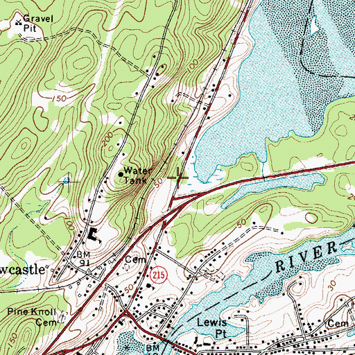 Topographic Map of Newcastle Post Office, ME