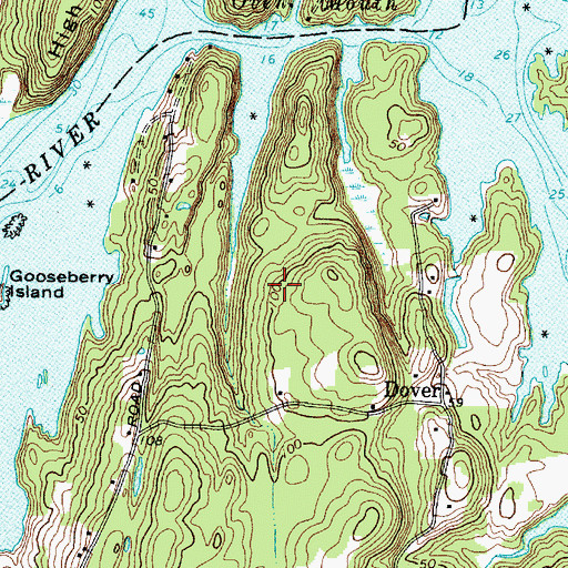 Topographic Map of Ovens Mouth Preserve, ME