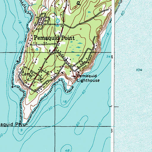 Topographic Map of Pemaquid Lighthouse Park, ME
