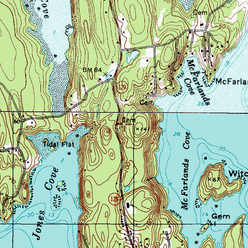 Topographic Map of Main Cemetery, ME