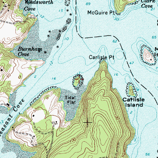 Topographic Map of Pleasant Cove Island, ME