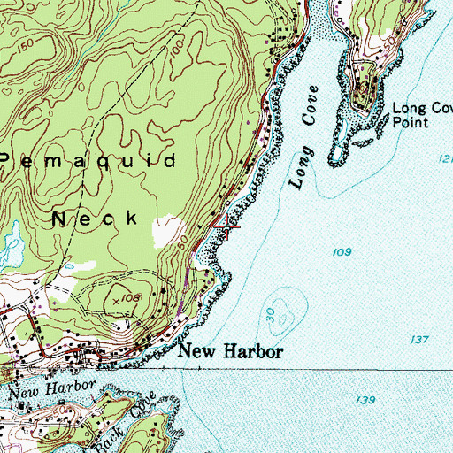 Topographic Map of Rachael Carson Salt Pond Preserve, ME