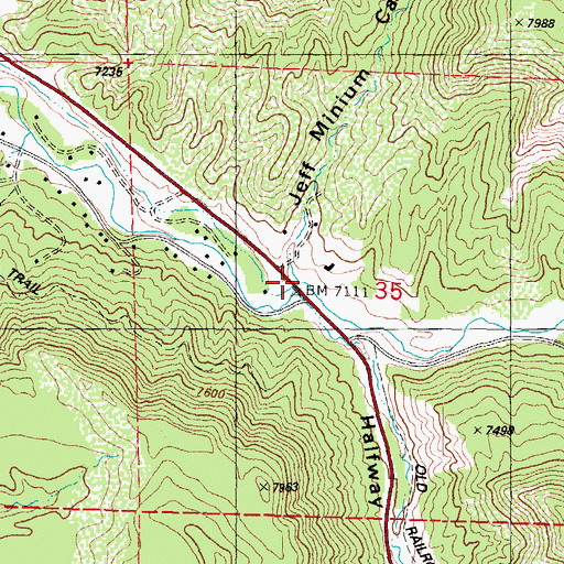 Topographic Map of Jeff Minium Canyon, CO