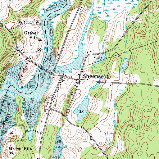 Topographic Map of Sheepscot Historic District, ME