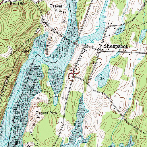 Topographic Map of Sheepscott Cemetery, ME