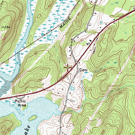 Topographic Map of Sherman Lake View Campground, ME