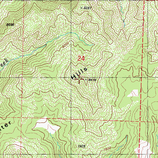 Topographic Map of Winter Hills, CO