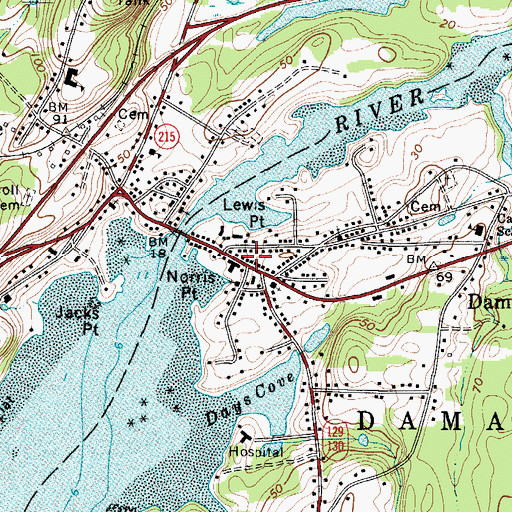 Topographic Map of Skidompha Public Library, ME