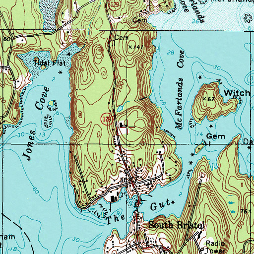 Topographic Map of South Bristol Elementary School, ME