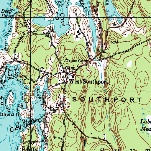 Topographic Map of Southport Central School, ME
