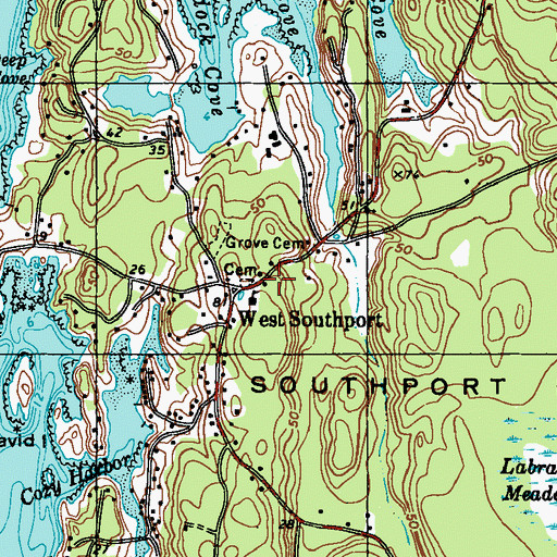 Topographic Map of Southport Post Office, ME