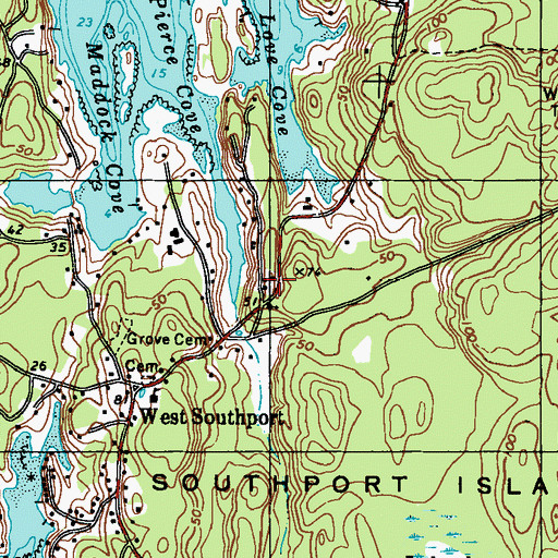Topographic Map of Southport Town Hall, ME