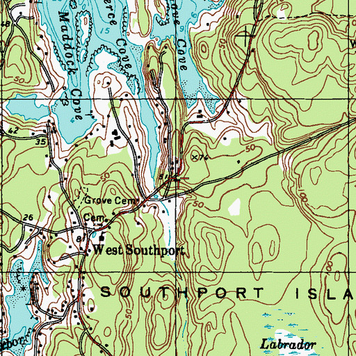 Topographic Map of Southport United Methodist Church, ME