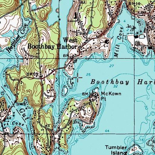 Topographic Map of Southport Yacht Club, ME