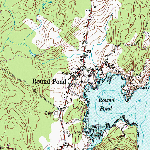 Topographic Map of The White Church, ME