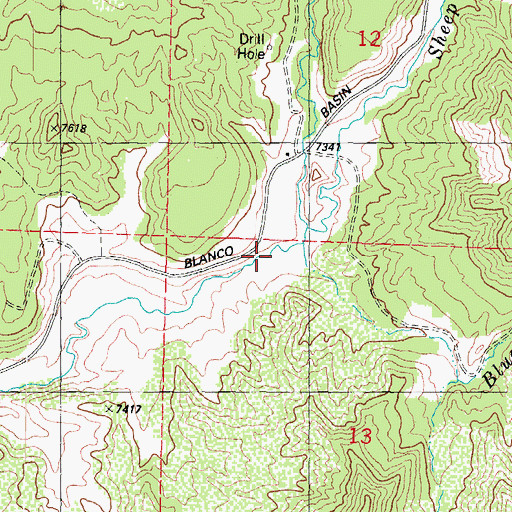 Topographic Map of Blue Creek, CO