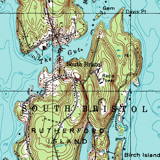 Topographic Map of Union Church of South Bristol, ME