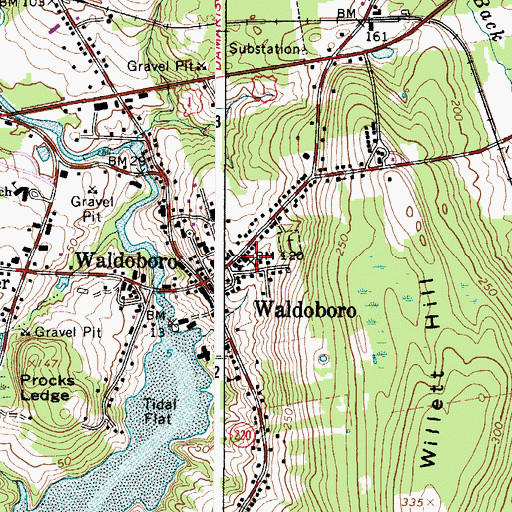 Topographic Map of Waldoboro Post Office, ME