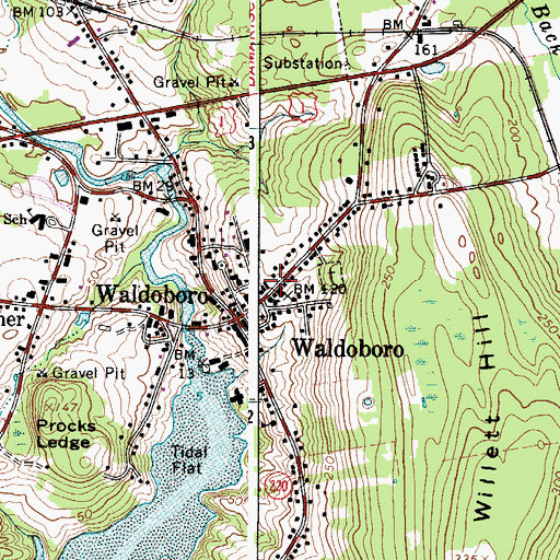 Topographic Map of Waldoboro Public Library, ME