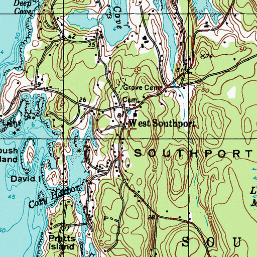 Topographic Map of West Southport Post Office, ME