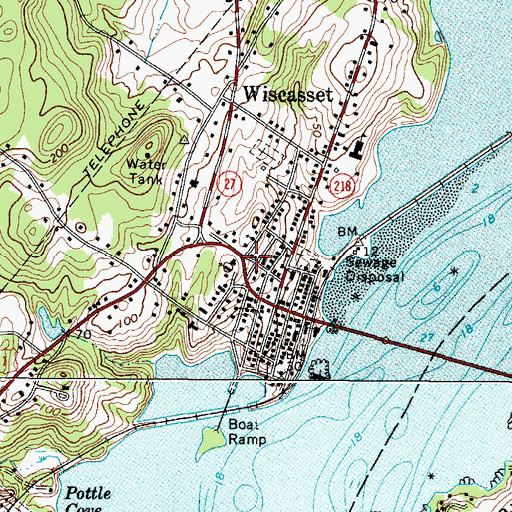 Topographic Map of Wiscasset Historic District, ME