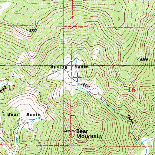 Topographic Map of Spring Basin, CO
