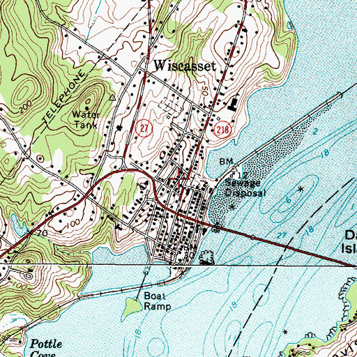 Topographic Map of Wiscasset Post Office (historical), ME