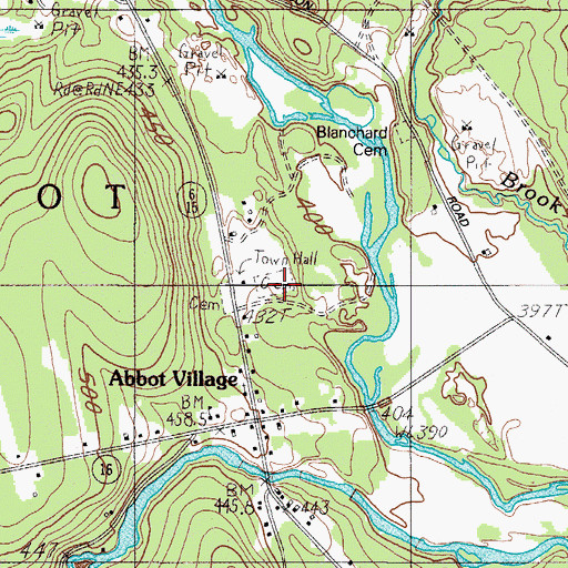 Topographic Map of Abbot Village Cemetery, ME