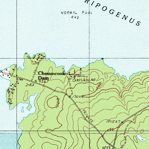 Topographic Map of Allagash Gateway Campsite, ME
