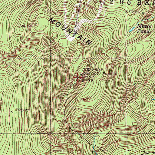Topographic Map of Big Moose Mountain Lookout Tower, ME