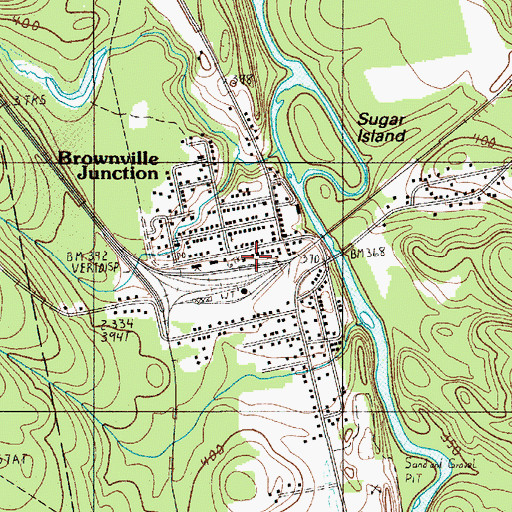 Topographic Map of Brownville Junction Post Office, ME