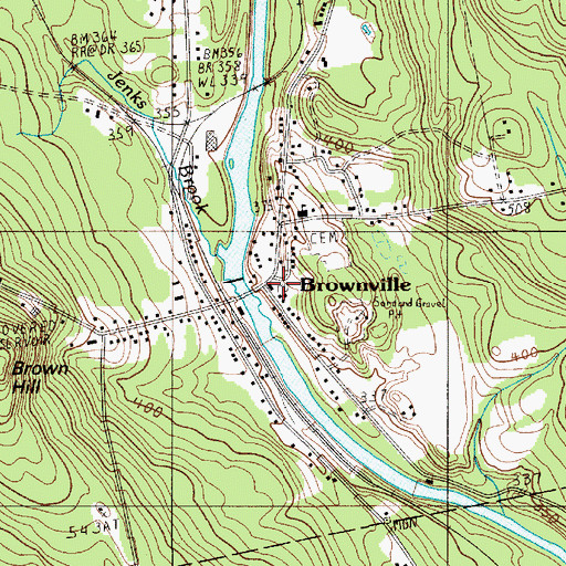 Topographic Map of Brownville Public Library, ME