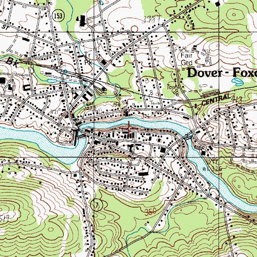 Topographic Map of Central Hall Dover-Foxcroft Town Offices, ME