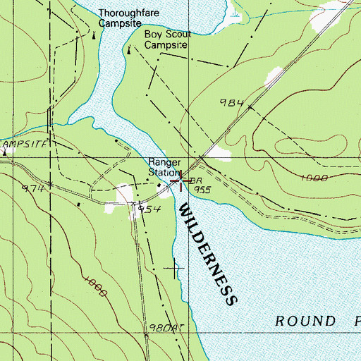 Topographic Map of Chamberlain Bridge, ME