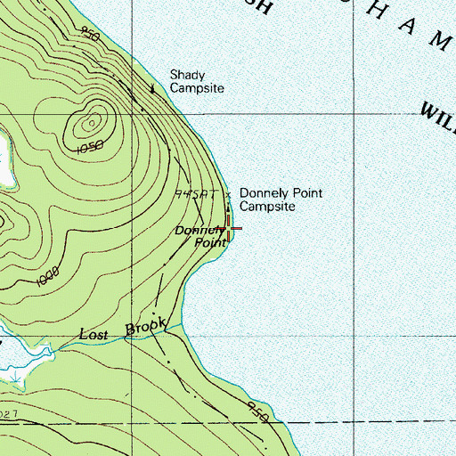 Topographic Map of Donnely Point, ME