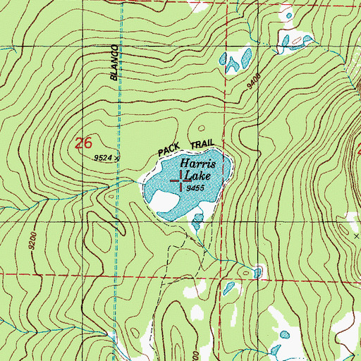 Topographic Map of Harris Lake, CO