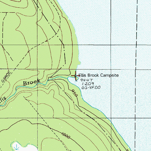 Topographic Map of Ellis Brook Campsite, ME