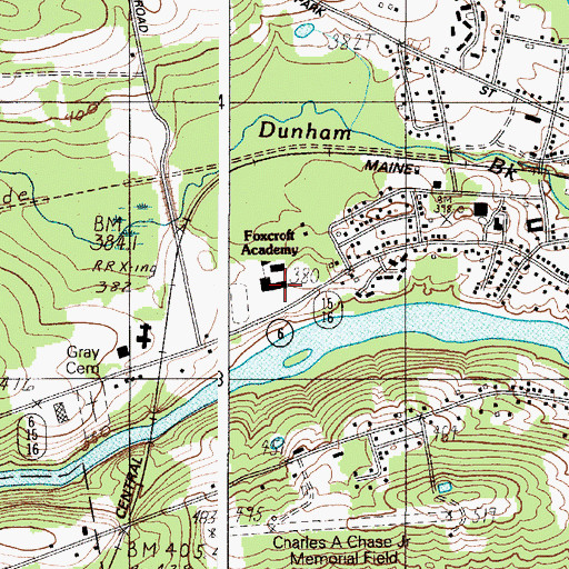 Topographic Map of Foxcroft Academy, ME