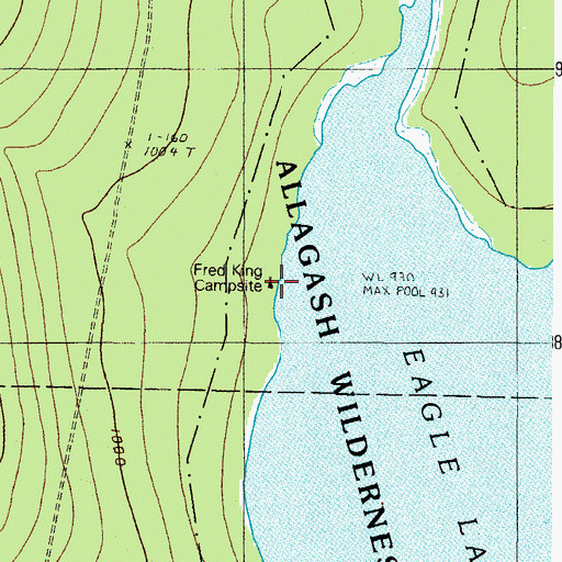 Topographic Map of Fred King Campsite, ME