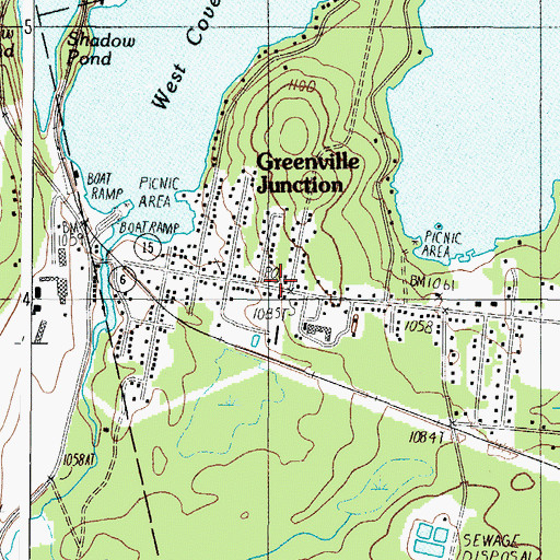 Topographic Map of Greenville Junction Post Office, ME